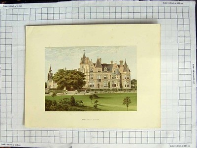 Alter antiker Druck 1880 Farbteller Ansicht Bestwood Lodge Nottinghamshire 19.