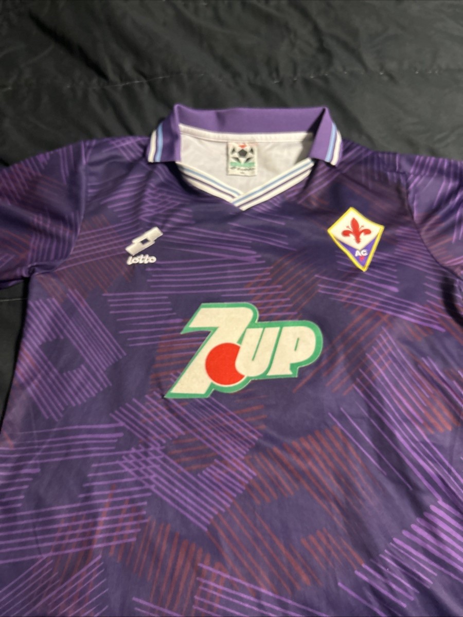 イタリア製 フィオレンティーナ ユニフォーム 7UP lotto Fiorentina Batistuta 1992/1993 Home 7up Soccer Jersey Lotto Size M