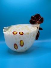 Murano Style Chicken Hand Blown Art Glass Speckled Chicken Rooster Hen Vintage