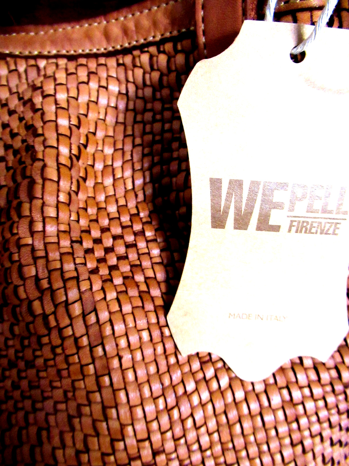 ITALIAN HAND WOVEN GENUINE WASHED LEATHER X-L SATCHEL HANDBAG BAG; MADE IN ITALY