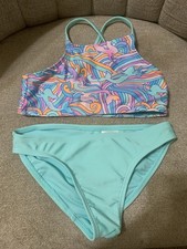 Wonder Nation Girls Swimsuit 2-piece Set Size XS 4/5 Pre - Owned
