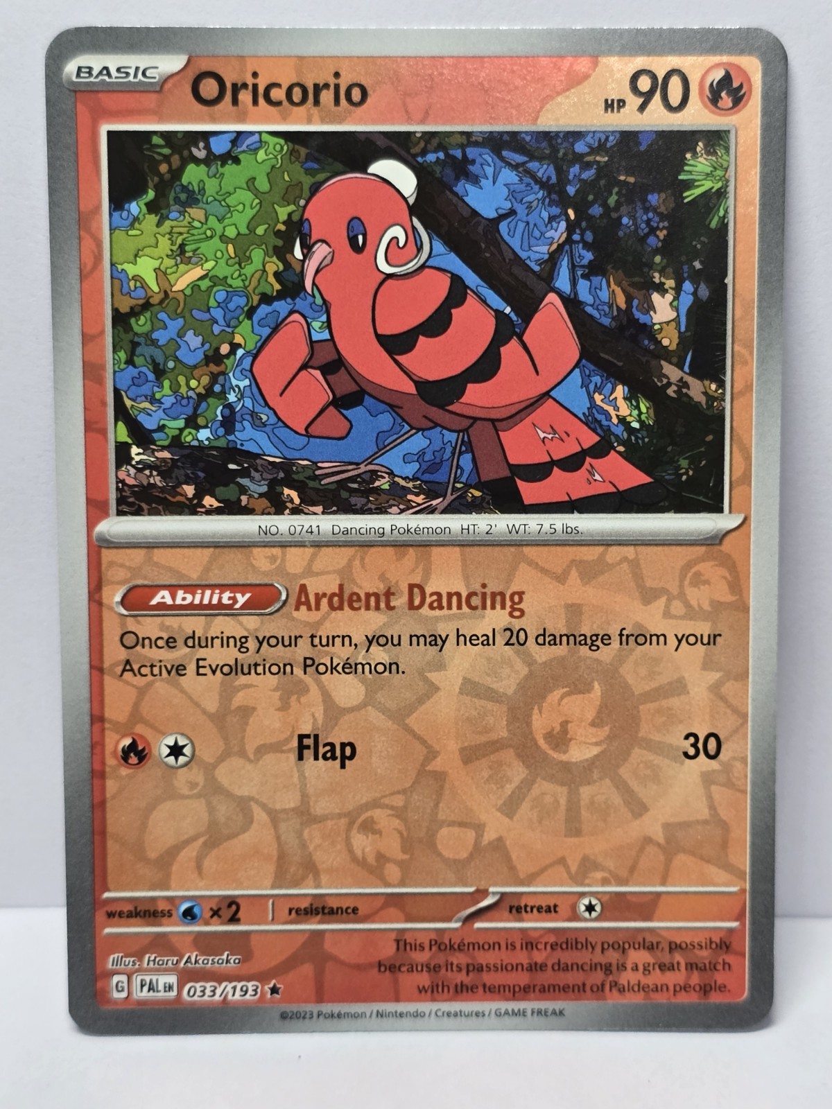 Oricorio 33/193 Pokemon Card Paldea Evolved Rare 90 HP Rev Holo Near Mint Y11