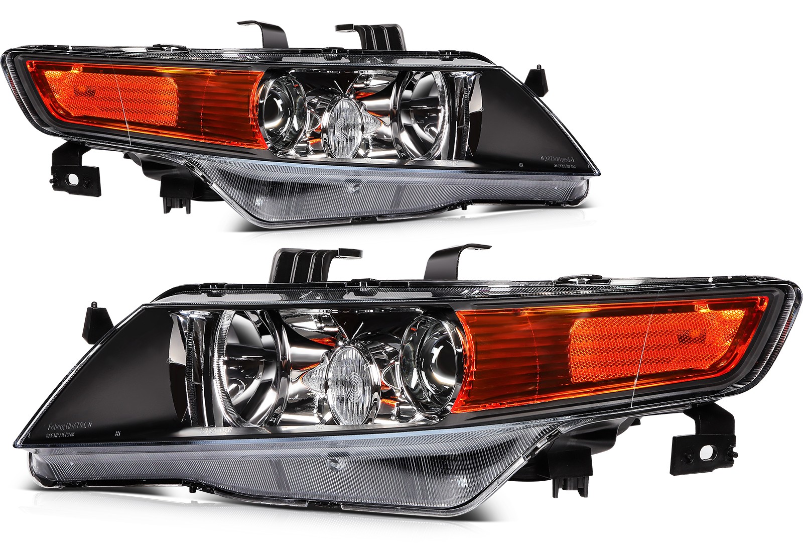 Pair Headlights Assembly For 2004-2008 Acura TSX Black Housing Left+Right Side