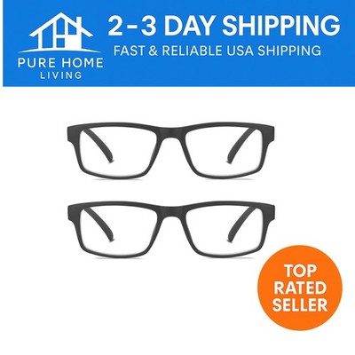 Durable 2-Pack Blue Light Blocking Eyeglasses   2.5X Magnification for Comfort