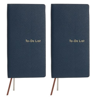 2 Pcs Leather to Do List Notepads, 160 Pages 6.5 x 3.2'' Daily Planners, Blue