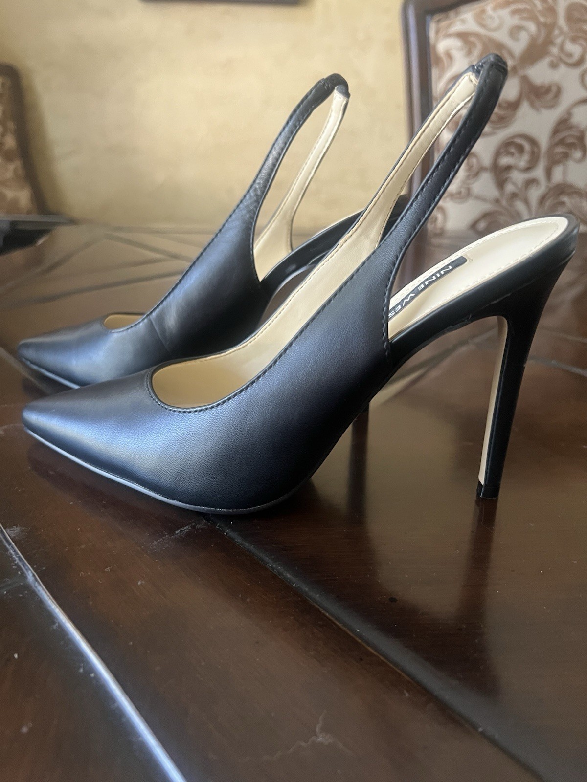 Nine West Black Leather Heels Size 7