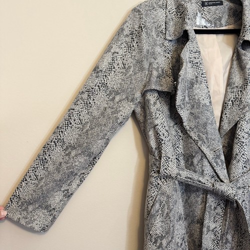 INC International Concepts Trench Coat Womens XL Gray Snakeskin Belted Formal - Picture 10 of 12