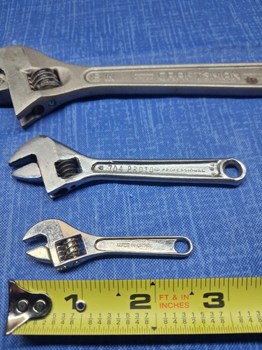 Lot Of 3 Vintage Adjustable Wrenches Craftsman 9_44603 PROTO 704 + NOVELTY Tool - Picture 3 of 10