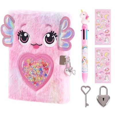 Diary for Girls with lock and keys, Kids Journal School Travel Notebook Axolotl