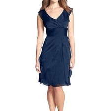 Adrianna Papell Teal Blue Ruffled Tiered Dress Party Cocktail Formal Size 6