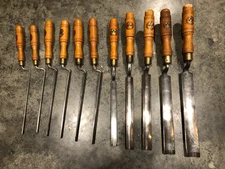 ~MARPLES~ Cranked / Swan Neck 11 PC. Paring Gouge Set - Long Pattern Makers -