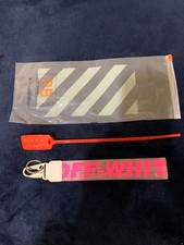 OFF WHITE INDUSTRIAL KEYCHAIN  BRT PINK ON CLEAR  W/ZIP TIE  NEW IN BAG 