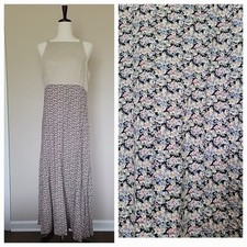 Vintage 90s Ditsy Floral Maxi Dress Sz L Sleeveless Square Neck Grunge Cottage