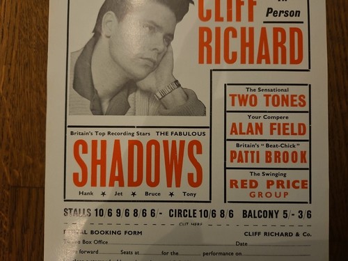Original Concert Booking Form 1961 Cliff Richard and The Shadows - Picture 4 of 6