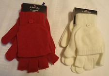 ST JOHNS BAY Pop-Over Glove 2 Packs Red Ivory NWT 4 Total Pair