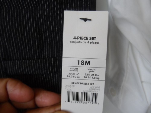 George Kleinkinder Jungen 4-teiliges Anzug Weste Krawatte Shirt lange Hose Set schwarz 18M - NEU - Bild 6 von 6