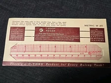Vintage C-Thru Ruler Co Clear Plastic Metric W-20 NOS 15 Centimeter 6 Inches
