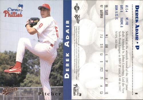 Derek Adair 1998 Multi-Ad Clearwater Phillies #1 RC *AutographDen* FREE SHIP