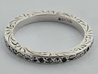 Vintage Art Deco Solid Silver & Marcasite Full Eternity Stacking Ring Band Sz N