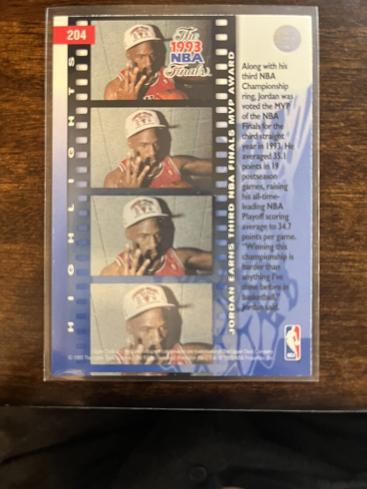 1993 Upper Deck Michael Jordan 1993 NBA Finals MVP Card 204 Chicago