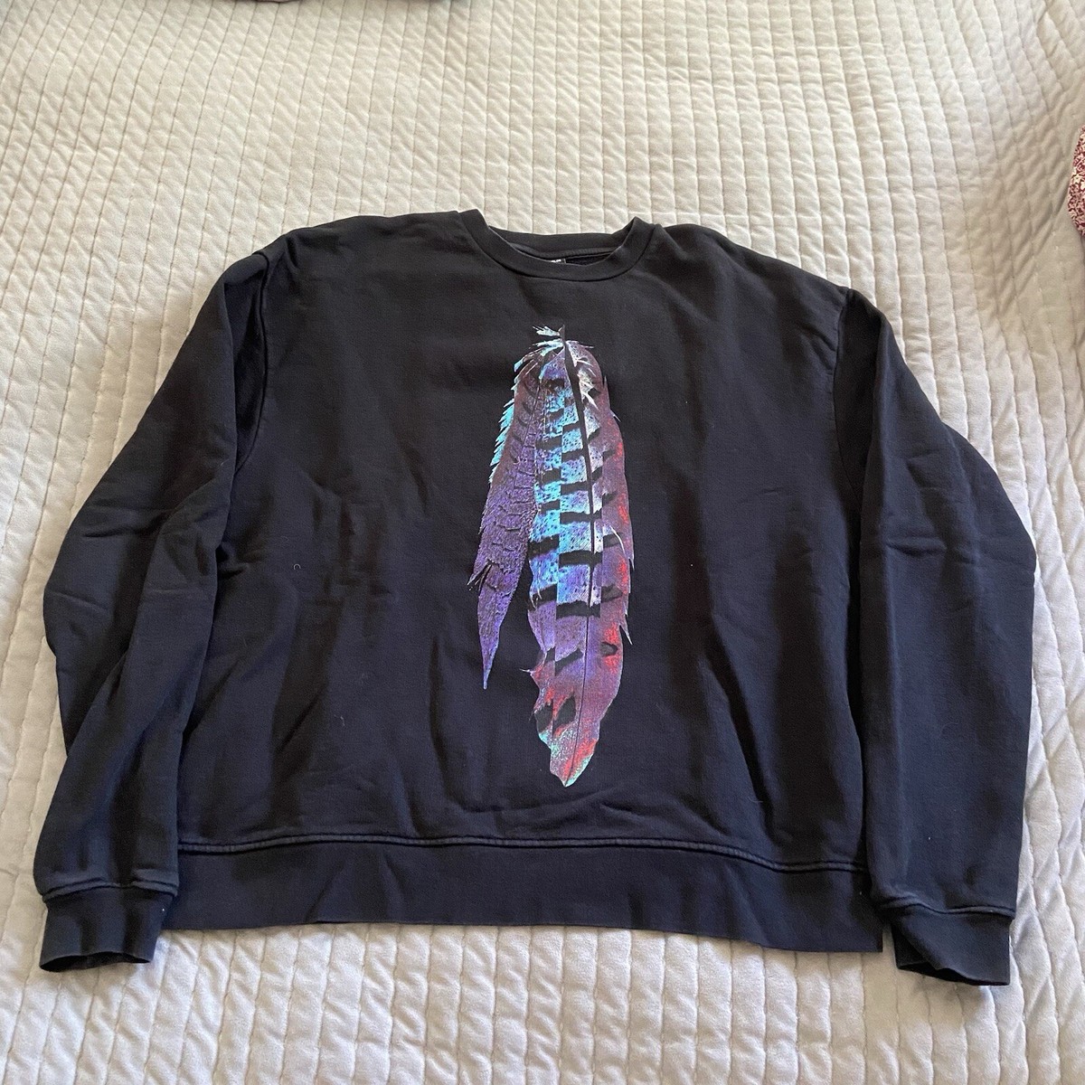 Black Marcelo Burlon Puelce Feather Crewneck Sweatshirt