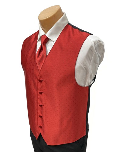 Men's Ralph Lauren Red Tuxedo Vest & Long Tie Adjustable Fullback Large L - Picture 2 of 5