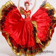 Women Spanish Flamenco Practice Dance Dress Costume Ruffle Frill Modern Ballroom