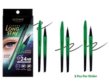 3Pcs Browit Aurora Long Stay Liquid Eyeliner Water & Sweat Proof *Super Black*