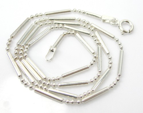 Bead Ball and Bar Chain 925 Sterling 