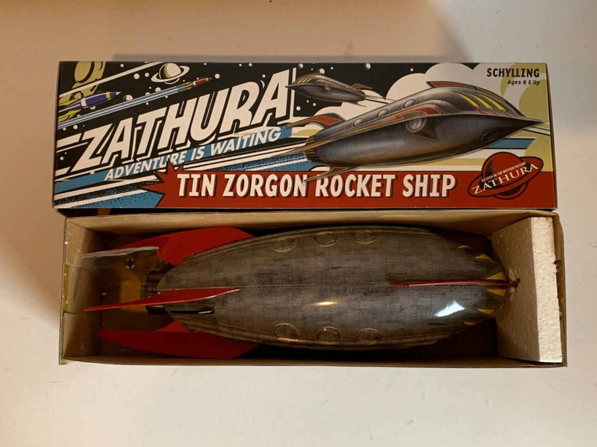 SCHYLLING ZATHURA TIN ZORGON ROCKET SHIP WIND UP TOY 2005