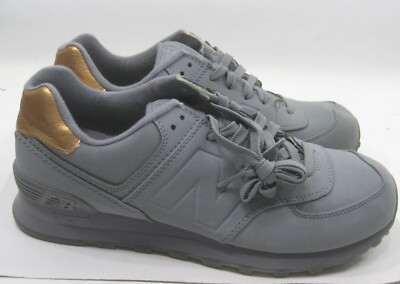 New Balance WL574MTA Molten Metal Suede Sneakers Grey/Gold  Men SIZE  9