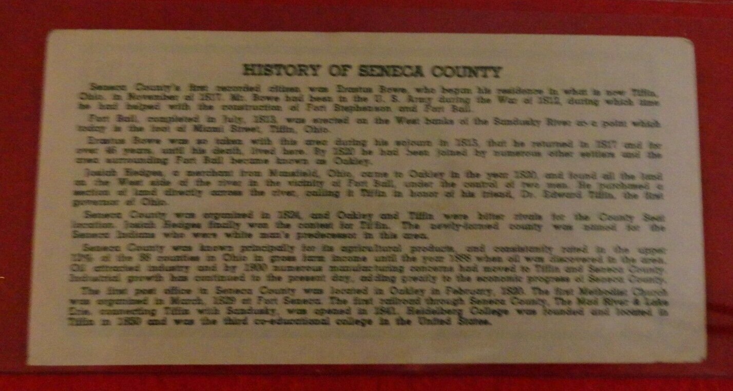 SENECA COUNTY TIFFIN OHIO 1964 ADVERTISING CURRENCY ONE INDIAN BUCK