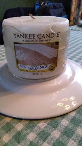 YANKEE CANDLE JAR BROKEN GLASS MEDIUM ANGEL'S WINGS NEVER LIT CANDLE MAKING