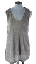 The Kooples Tank Vest Top Longline Grey Marl Beaded Neck Front Pocket Size S