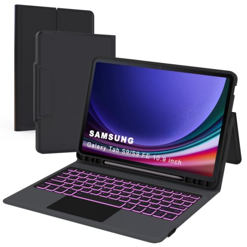 for Samsung Galaxy Tab S9 FE 10.9"/S9 11" Keyboard Case: 7 Colors Backlit - Picture 1 of 6
