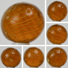 Handmade Gooseberry Marble, Amber Glass, 11/16 in, Good Germany 1860-1920 S1418