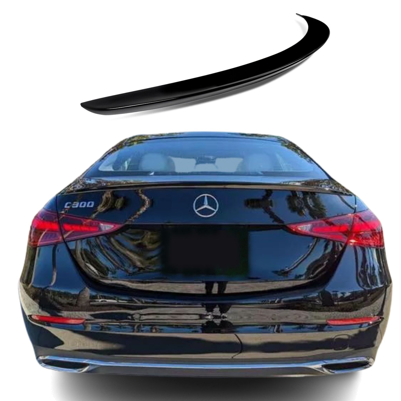 Spoiler Lip Suitable for MERCEDES C-Class W206, Rear Spoiler, Glossy Black