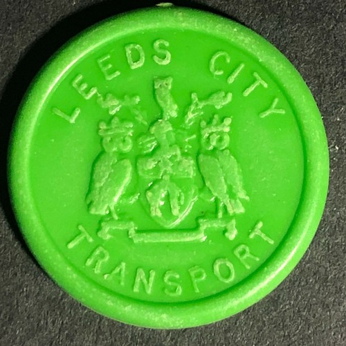 Leeds City Transport England Kunststoff Transit Medaille oliv GRN 3D 21mm c50's-60's