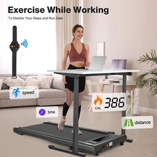 Under Desk Treadmill With Incline,Walking Pad With Handle Bar & Remote Control`