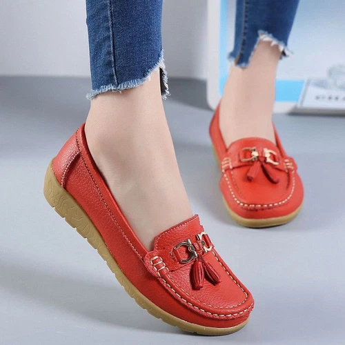 Fit Shoes Loafer Wide Slip On Womens Ladies Shoe Size Work Leather Memory Foam - Picture 5 of 37