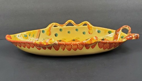 Large 19" Italica ARS Pottery Serving Bowl Fish Shaped Italy Hand-painted EUC - Picture 2 of 10