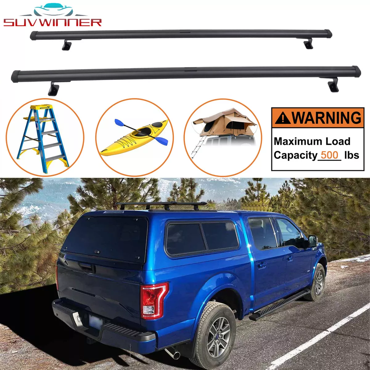 60 Adjustable Pickup Truck Topper Ladder Roof Rack Camper Shell for Van  Trailer