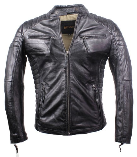 *NEU* COOPER von RICANO, Herren Echt Biker Leder Jacke, S M L XL XXL, schwarz