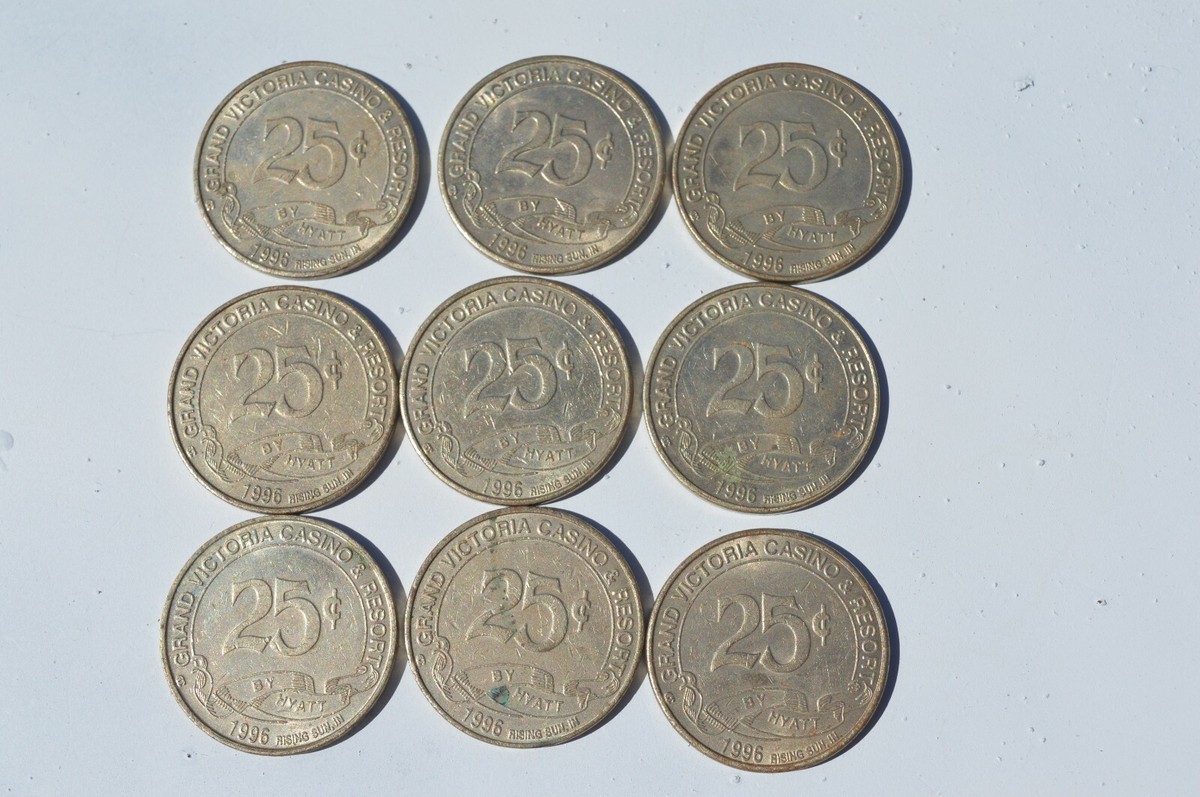 1996 Grand Victoria Casino & Resort 25 Cent Game Token ''LOT OF 9
