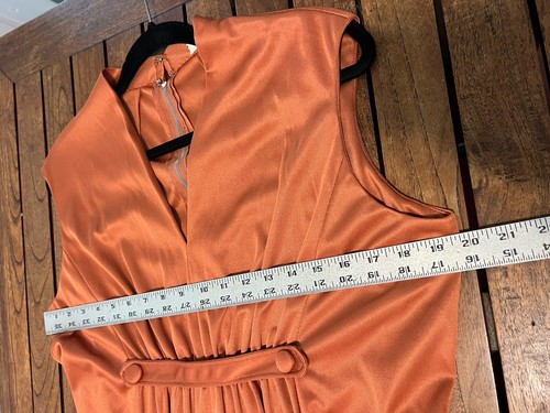 Vintage Kleid goldener Fingerhut Damen 8 MIDI lang ärmellos braun 60er 70er L - Bild 14 von 14