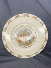 Rare VTG 1984 Royal Doulton Bunnykins Golden Jubilee Plate Birthday Cake 8
