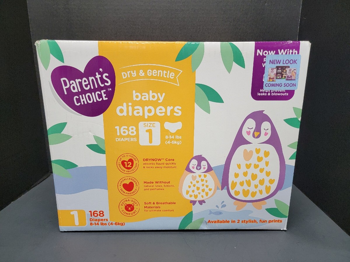 Parents Choice Dry Gentle Baby Diapers Size (8-14 168 Count