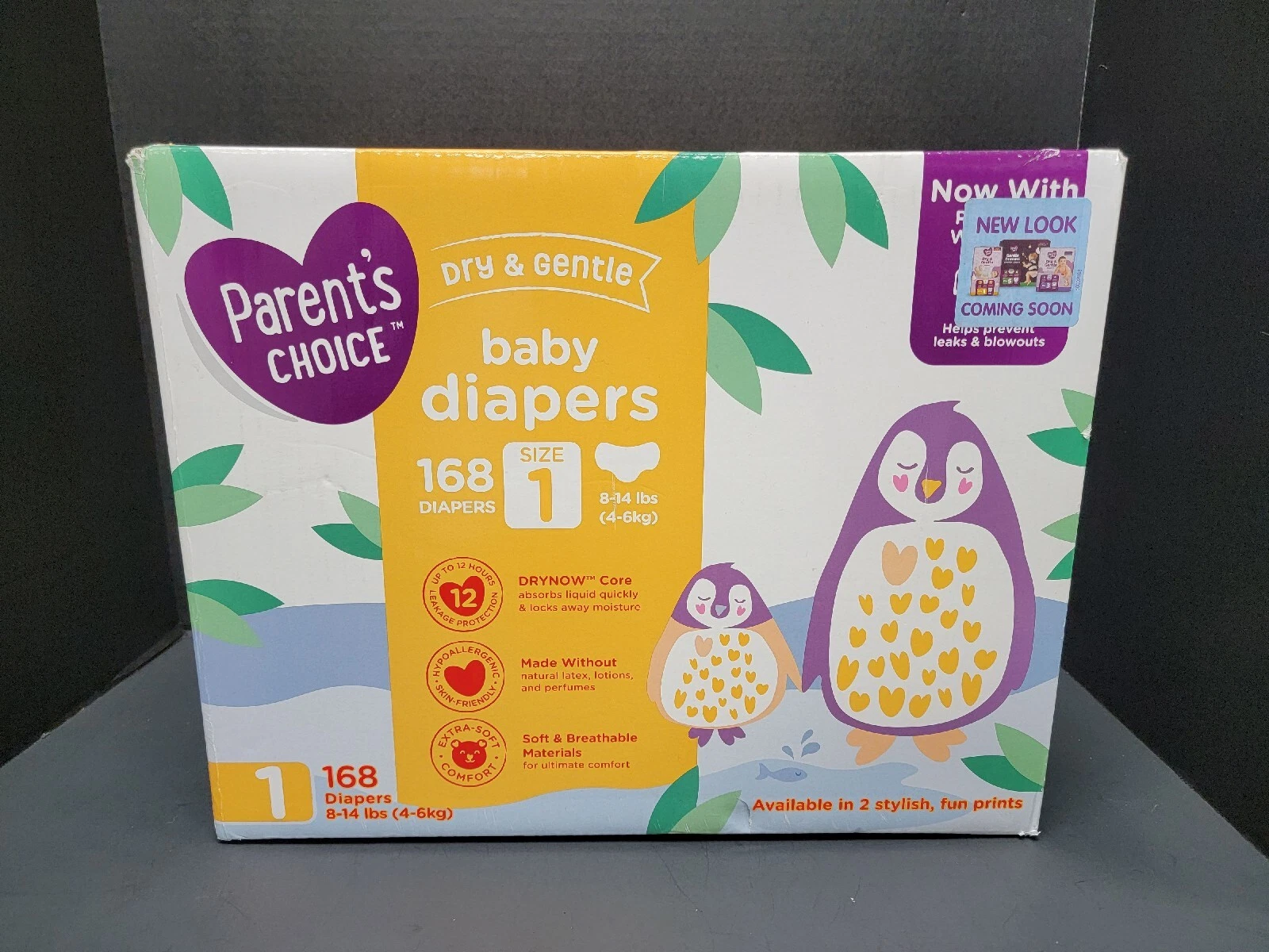 Parents Choice Dry & Gentle Baby Diapers Size 1 (8-14 lbs.) 168 Count