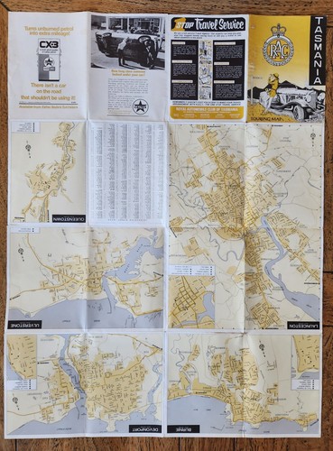 1973 RAC Tasmania Touring Map of Tasmania Vintage folding map incl. Street Maps - Picture 4 of 4