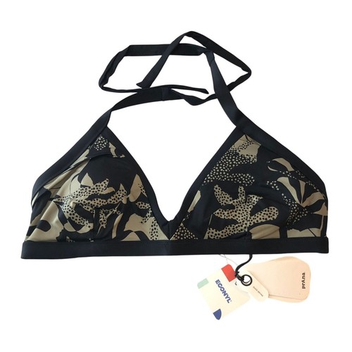 Prana Sunset Scene Bikini Top Halter Seaside Floral Green Black L